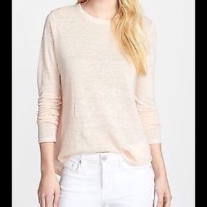 Vince Peach Long Sleeve Linen Tee tee top